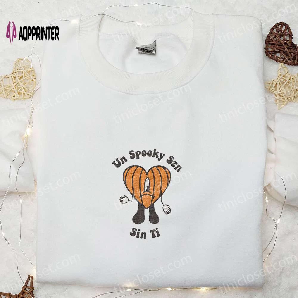 Un spooky szn sin ti pumpkin bad bunny halloween embroidered sweatshirt: cool shirt best family gift Embroidered Shirt