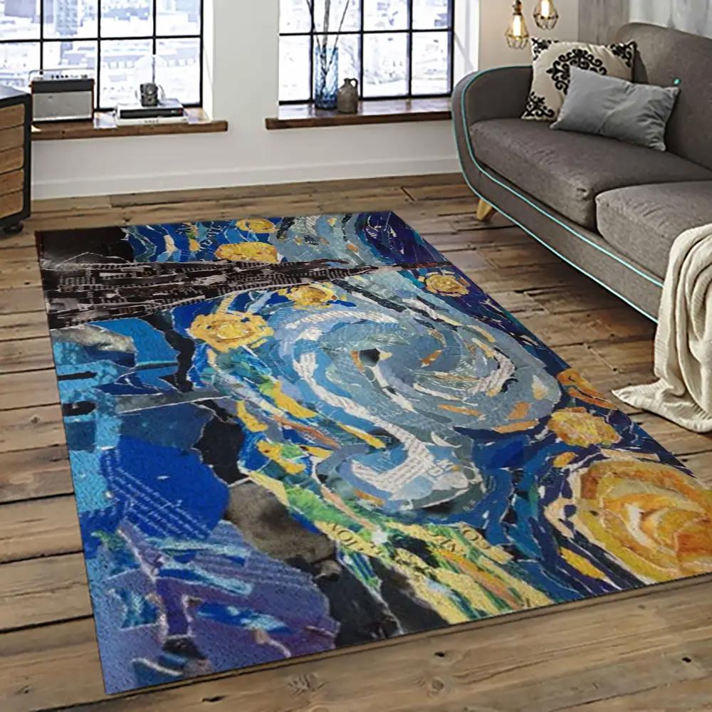 Van gogh starry night harry potter cartoon movie carpet rectangle area rug for room decor vhp2 Rectangle Rug
