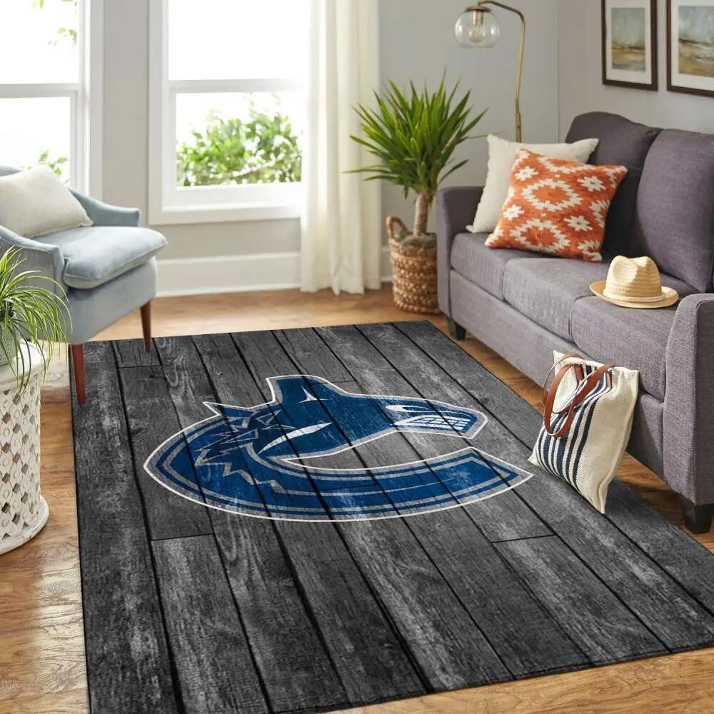 Vancouver canucks nhl grey area rugs wooden style living room regtangle carpet Rectangle Rug