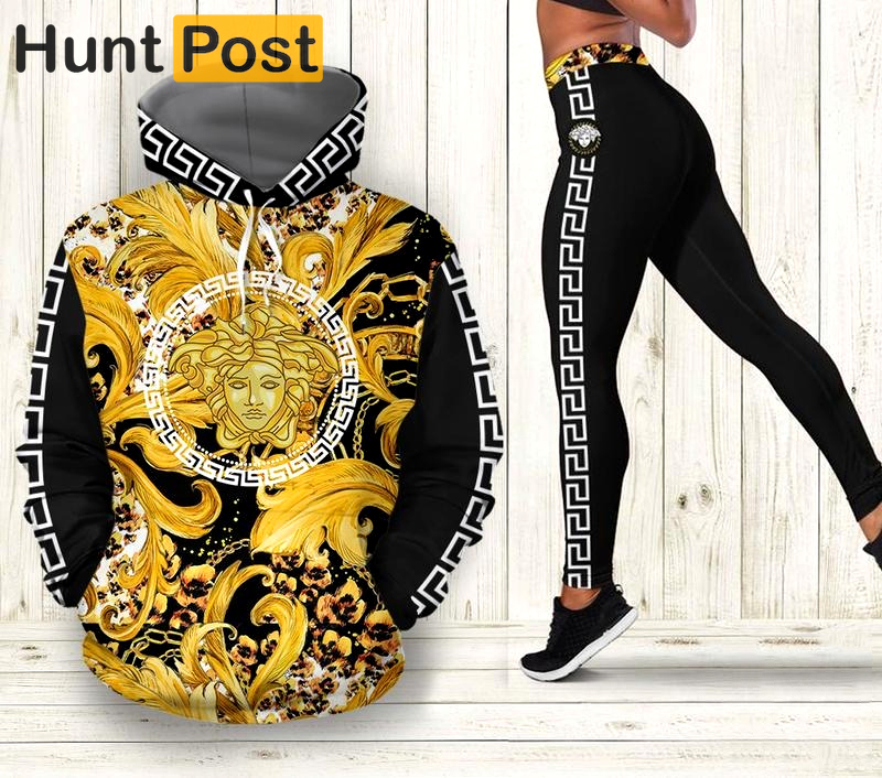 Versace black gold pattern 3d hoodie and leggings set 285 hcst 13 Hoodie Leggings Set