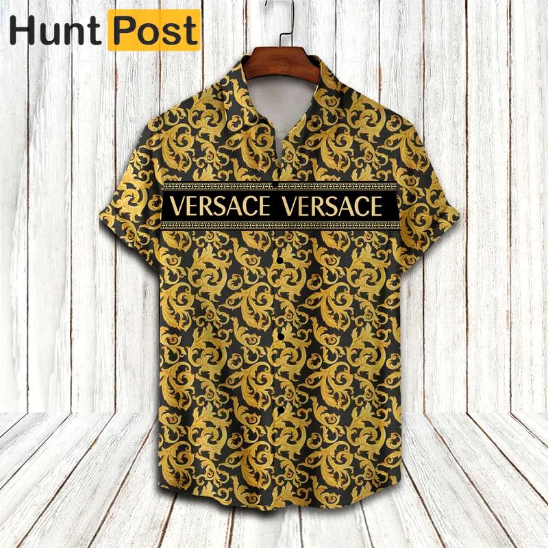 Versace golden pattern luxury brand premium fashion hawaii shirt for men 45 Hawaii Shirt