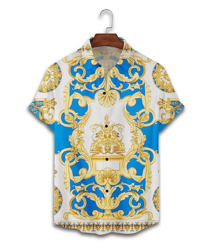 Versace luxury hawaiian shirt short set 7 Hawaii Shirt Shorts & Flip Flops