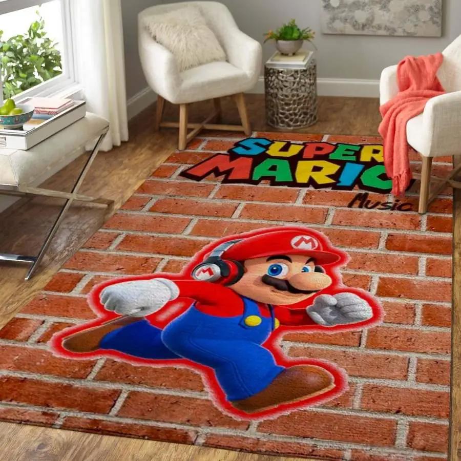 Video game fans mario area rug living room rug home decor gaming home decor Rectangle Rug
