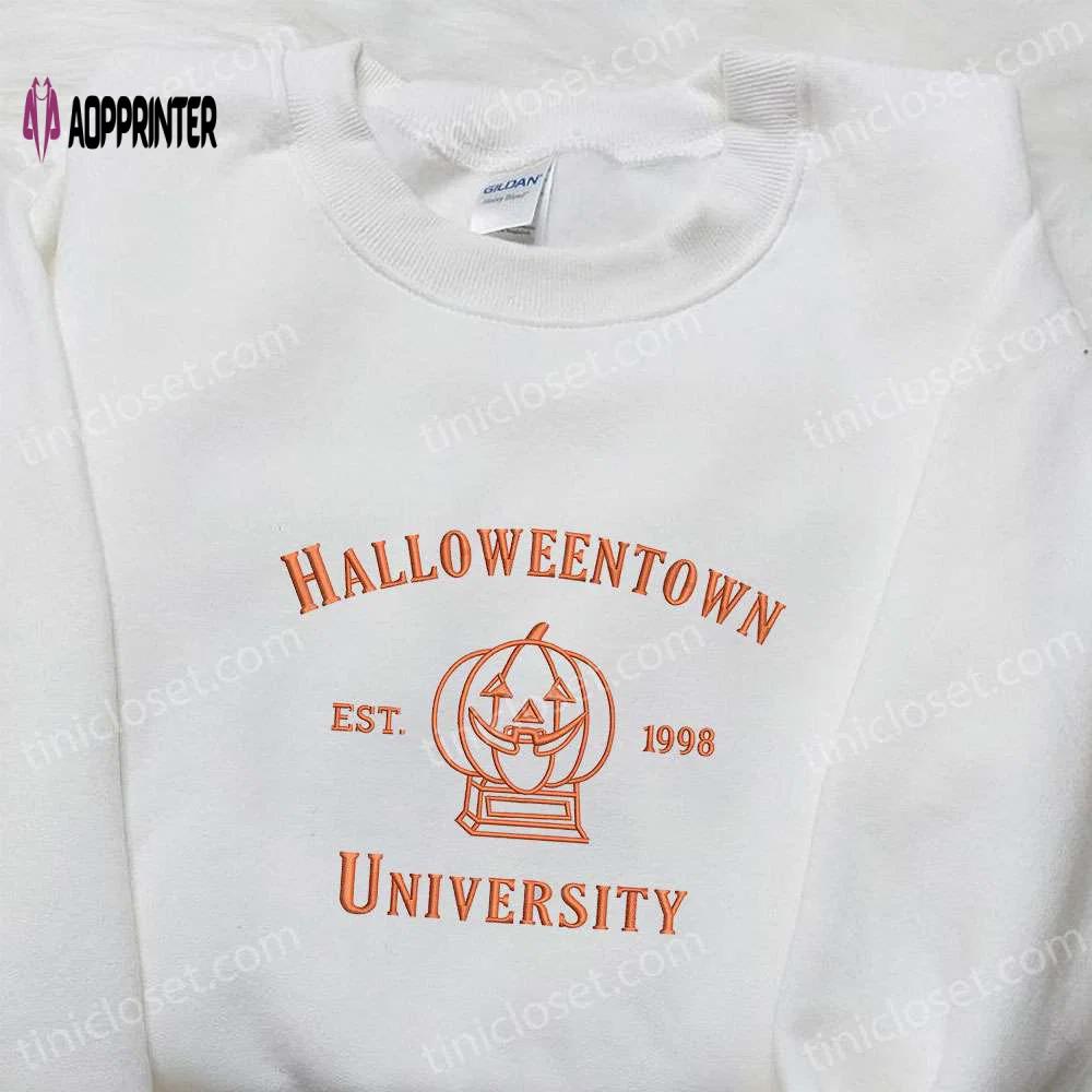 Vintage halloween town est 1998 embroidered shirt – best gift for halloween lovers Embroidered Shirt