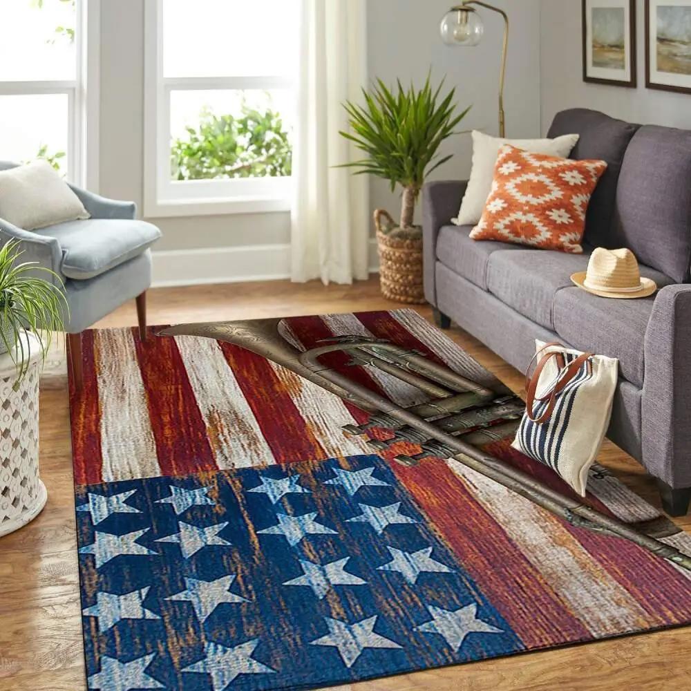 Vintage trumpet on american flag area rug vsaf190827 ofd area rug living room carpet rug regtangle carpet floor decor home decor Rectangle Rug