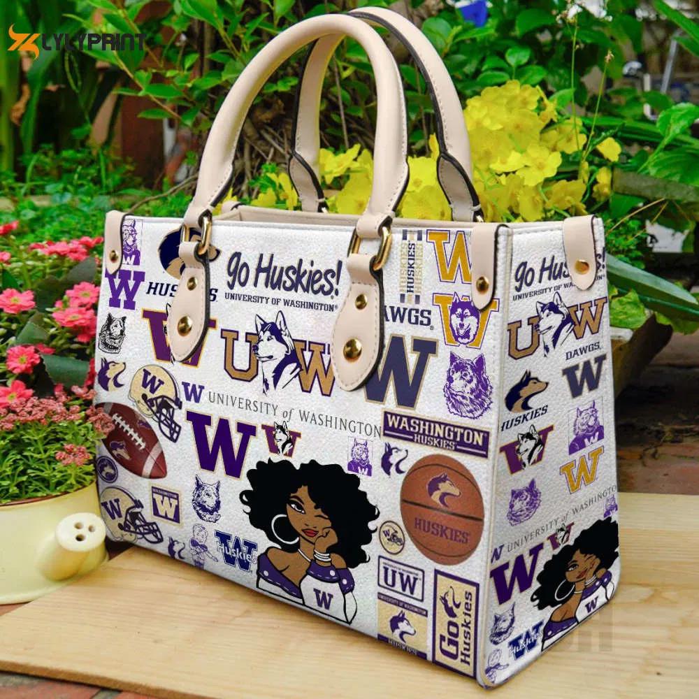 Washington huskies leather handbag gift for women 705 Women Leather Hand Bag