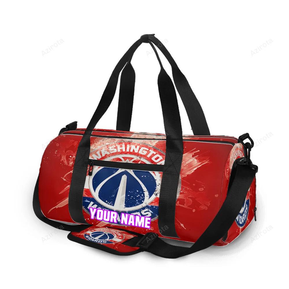Washington wizards red white splash color personalized name travel bag gym bag 2636 Travel Bag
