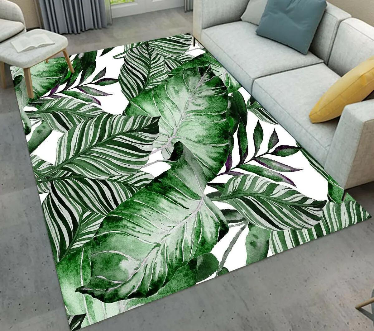 Watercolor tropical plant leaves dhc04100168mdr rug living room rug home decor Rectangle Rug