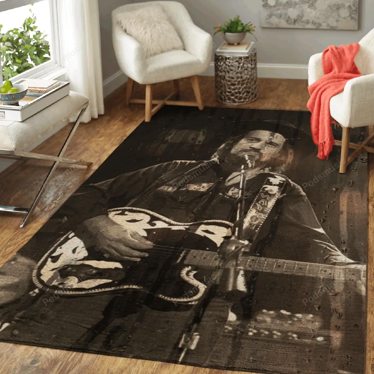 Waylon jennings country music art for fans area rug living room carpet rug regtangle carpet floor decor home decor Rectangle Rug