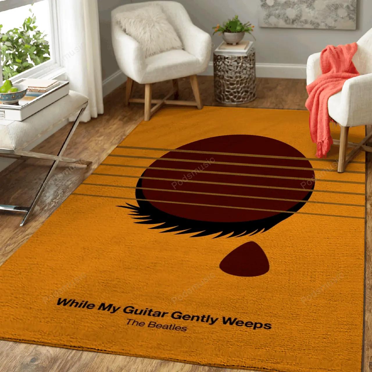 While my guitar gently weeps music art for fans area rug living room carpet rug regtangle carpet floor decor home decor Rectangle Rug