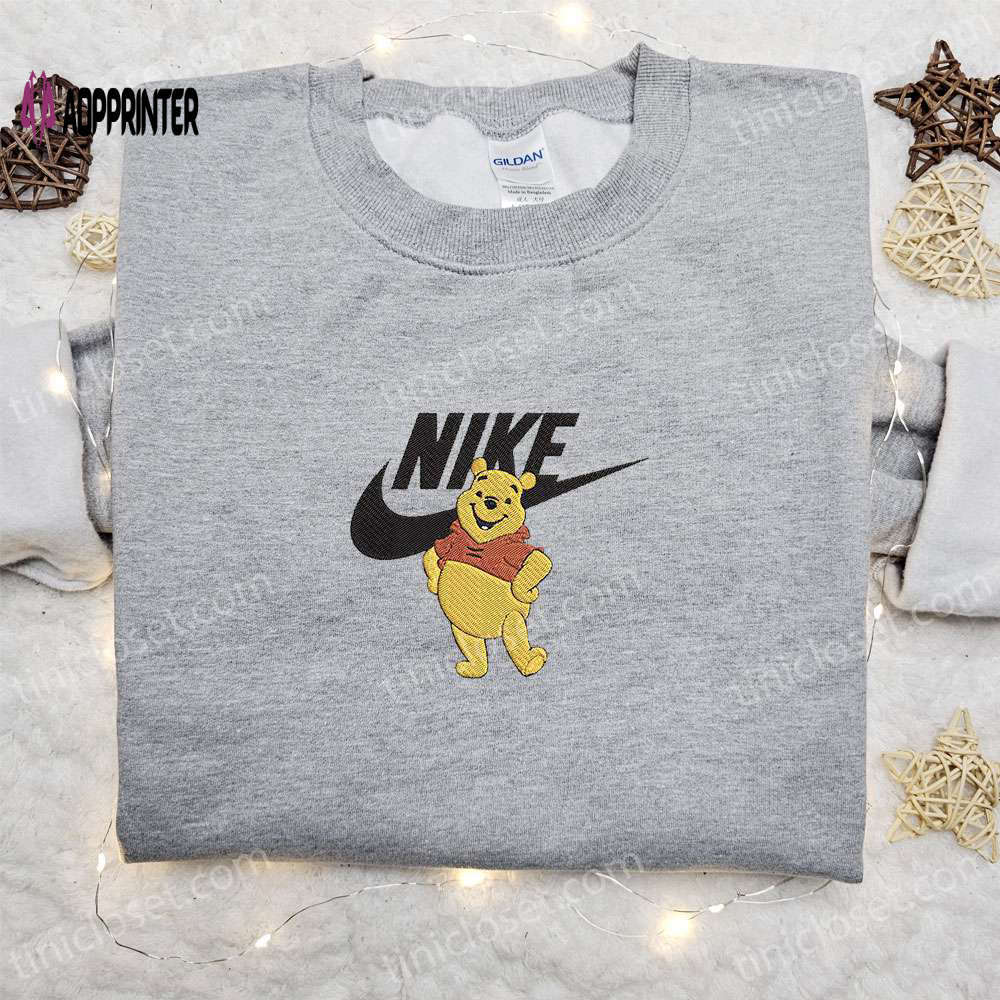 Winnie the pooh x nike cartoon embroidered sweatshirt: disney characters shirt perfect family gift Embroidered Shirt