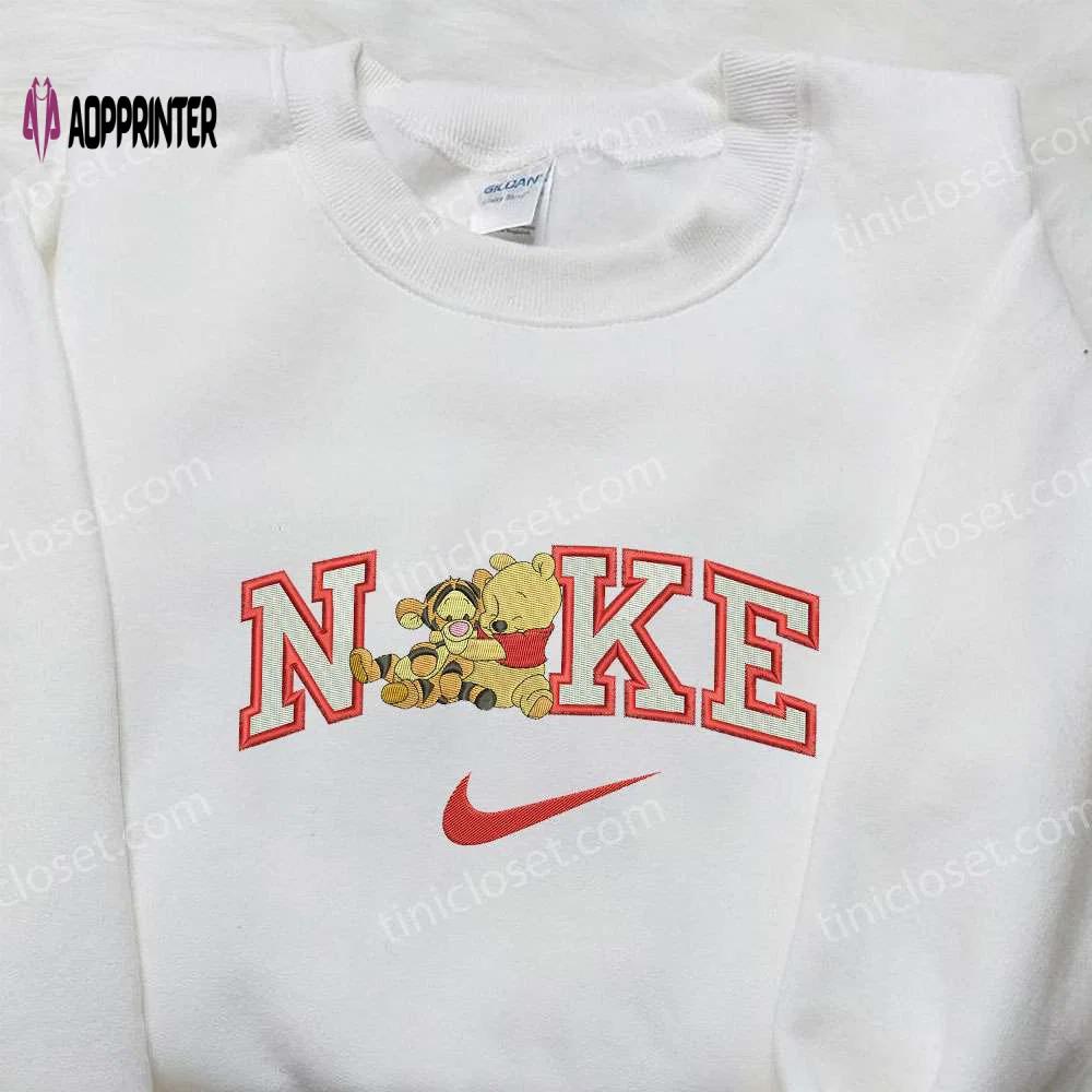 Winnie the pooh x nike embroidered sweatshirt: disney-inspired and nike-branded perfect for fashion enthusiasts! Embroidered Shirt