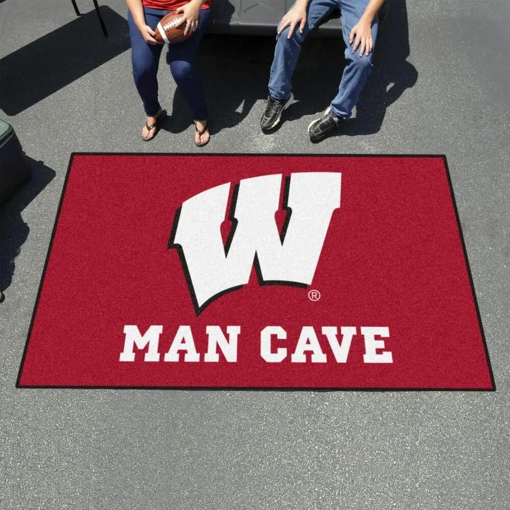 Wisconsin badgers ncaa team logo nice gift home decor living room rug v11129 2 Rectangle Rug