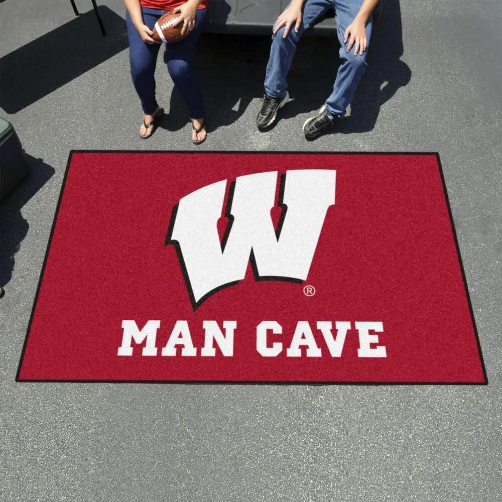 Wisconsin badgers ncaa team logo nice gift home decor living room rug v11129 3 Rectangle Rug