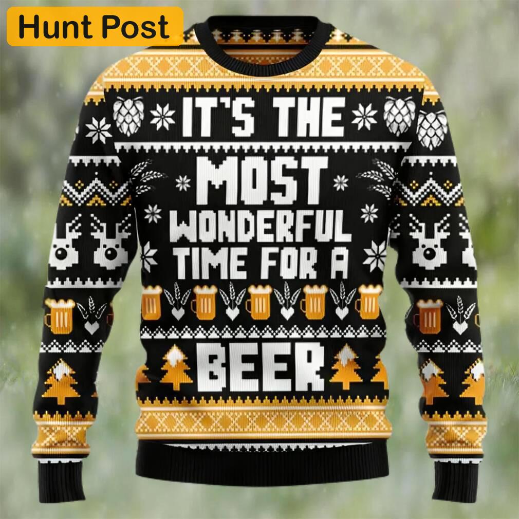 Wonderful time for a beer ugly christmas sweater, faux wool sweater, international beer day, gifts for beer lovers, best christmas gifts for 2022 ? prinvity Christmas Ugly Sweater