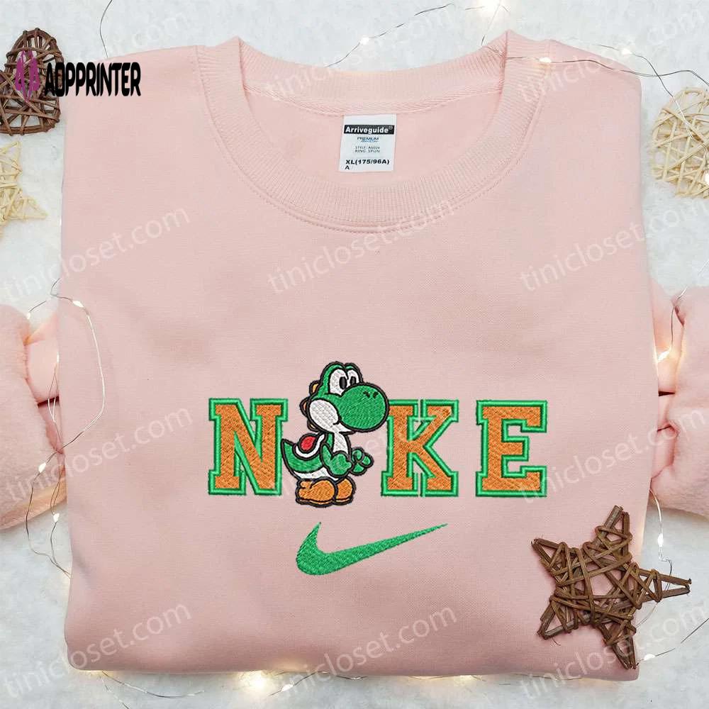 Yoshi x nike cartoon shirt super mario hoodie custom embroidered t-shirt – exclusive nintendo collection Embroidered Shirt