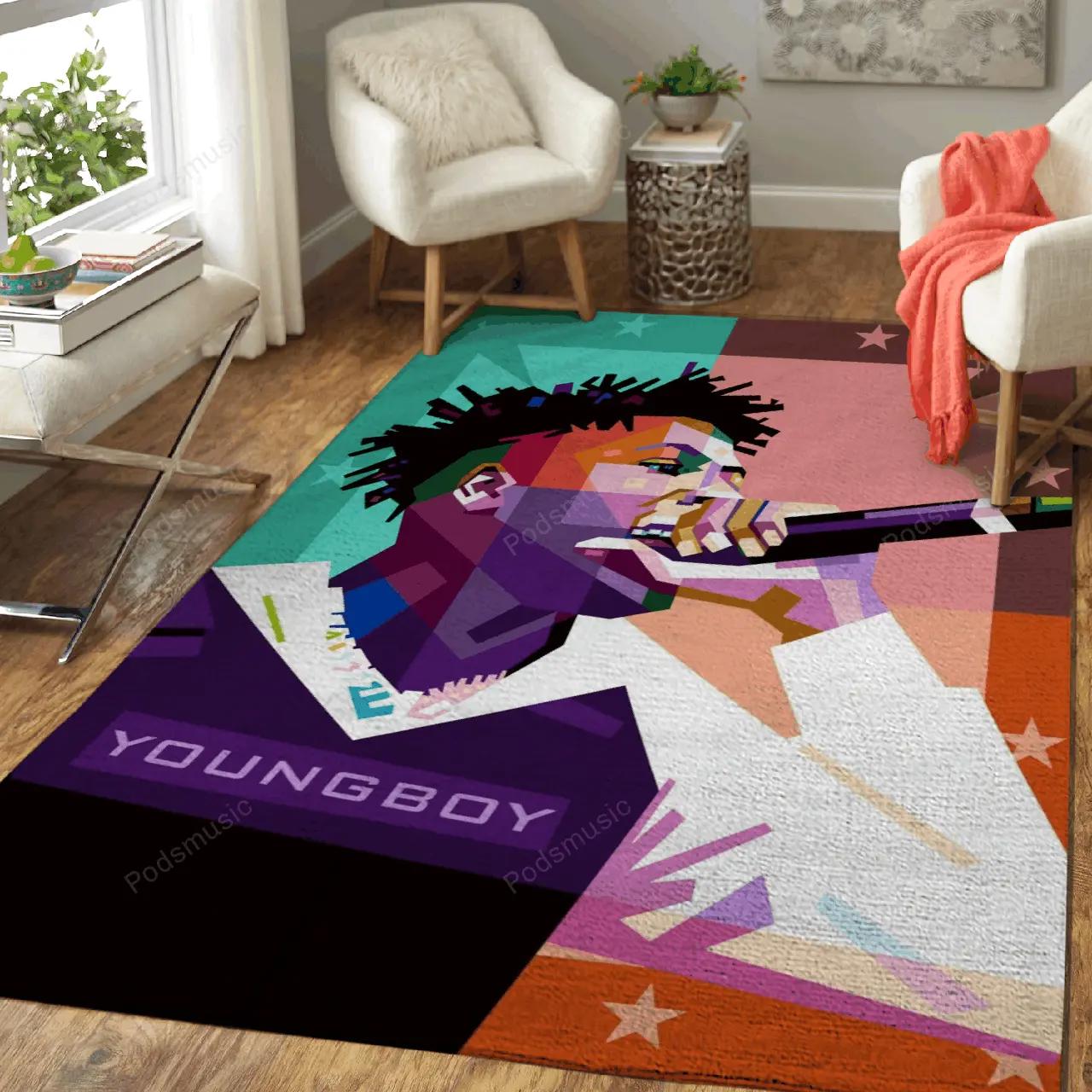 Youngboy nba music art for fans area rug living room carpet rug regtangle carpet floor decor home decor Rectangle Rug