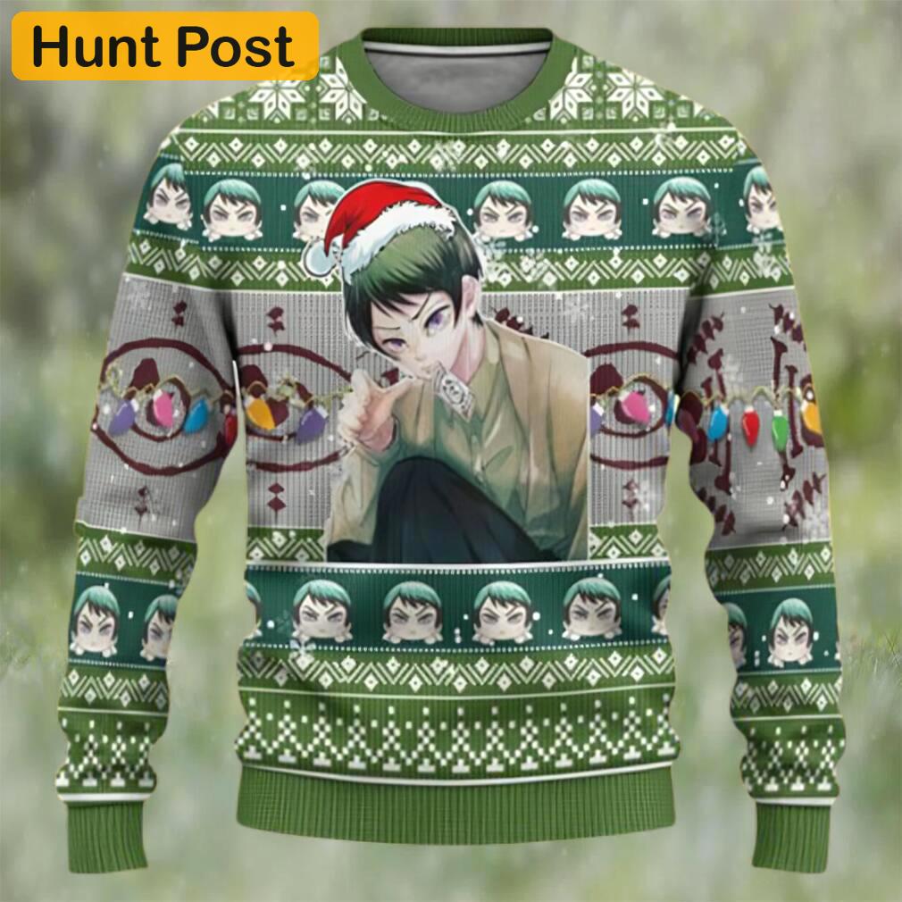 Yushiro red demon slayer chibi demon slayer ugly christmas sweater Christmas Ugly Sweater