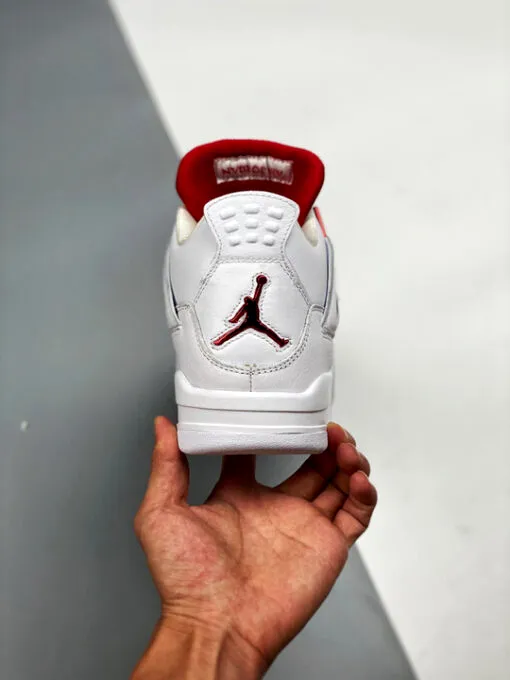 Air Jordan 4 White/Metallic Silver-University Red Sneakers for Men, Women, and Kids