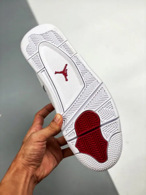 Air Jordan 4 White/Metallic Silver-University Red Sneakers for Men, Women, and Kids