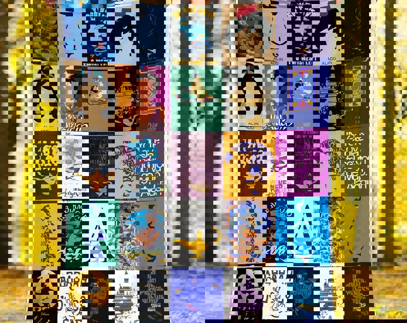 Aladdin fleece blanket, aladdin and jasmine princess throw blanket for couch sofa, christmas gift, bedding decor Quilt Blanket