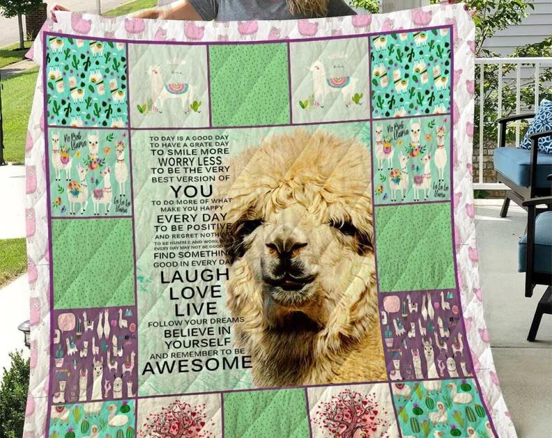 Alpaca animals lover gift fleece blanket, mink sherpa blanket, alpaca quilt, llama alpaca blanket, wildlife quilt Quilt Blanket