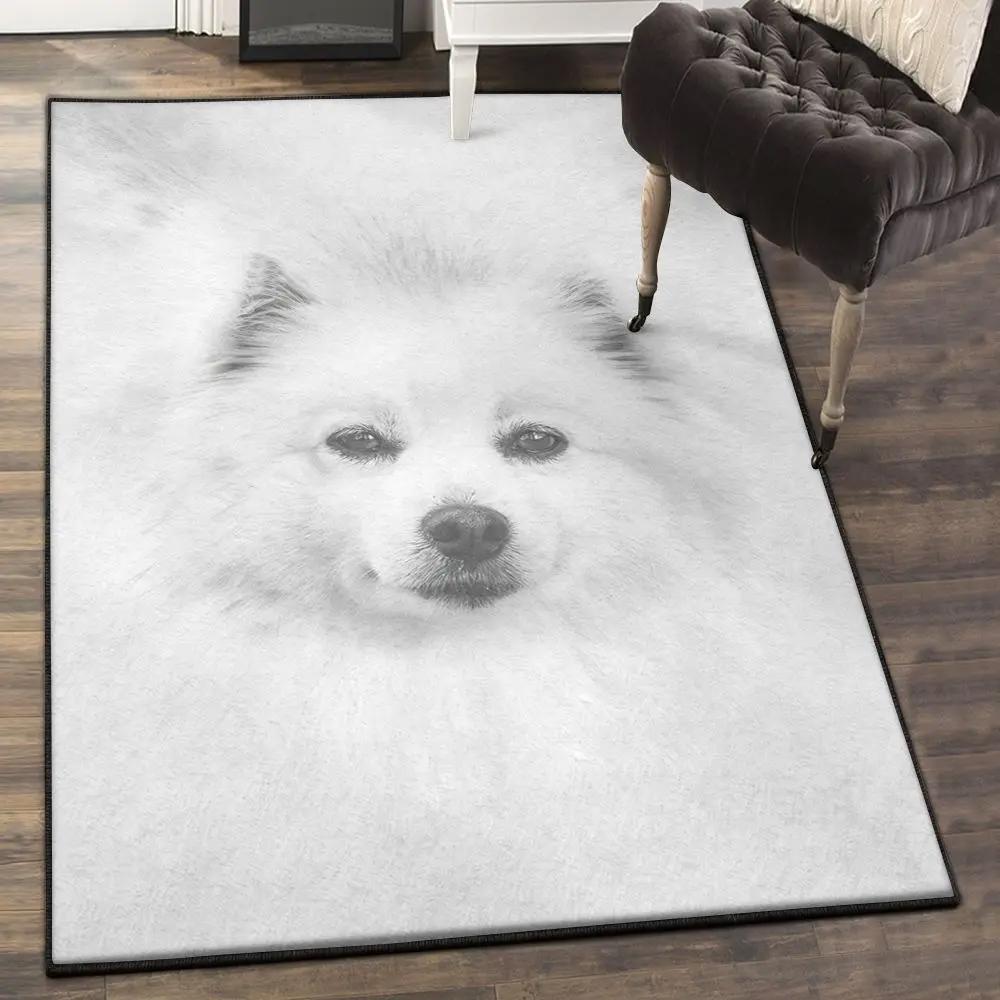 American eskimo puppy indoor outdoor carpet, american eskimo rug Rectangle Rug