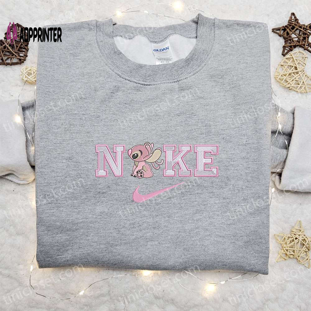 Angel x nike cartoon & lilo and stitch embroidered shirts – nike inspired collection Embroidered Shirt