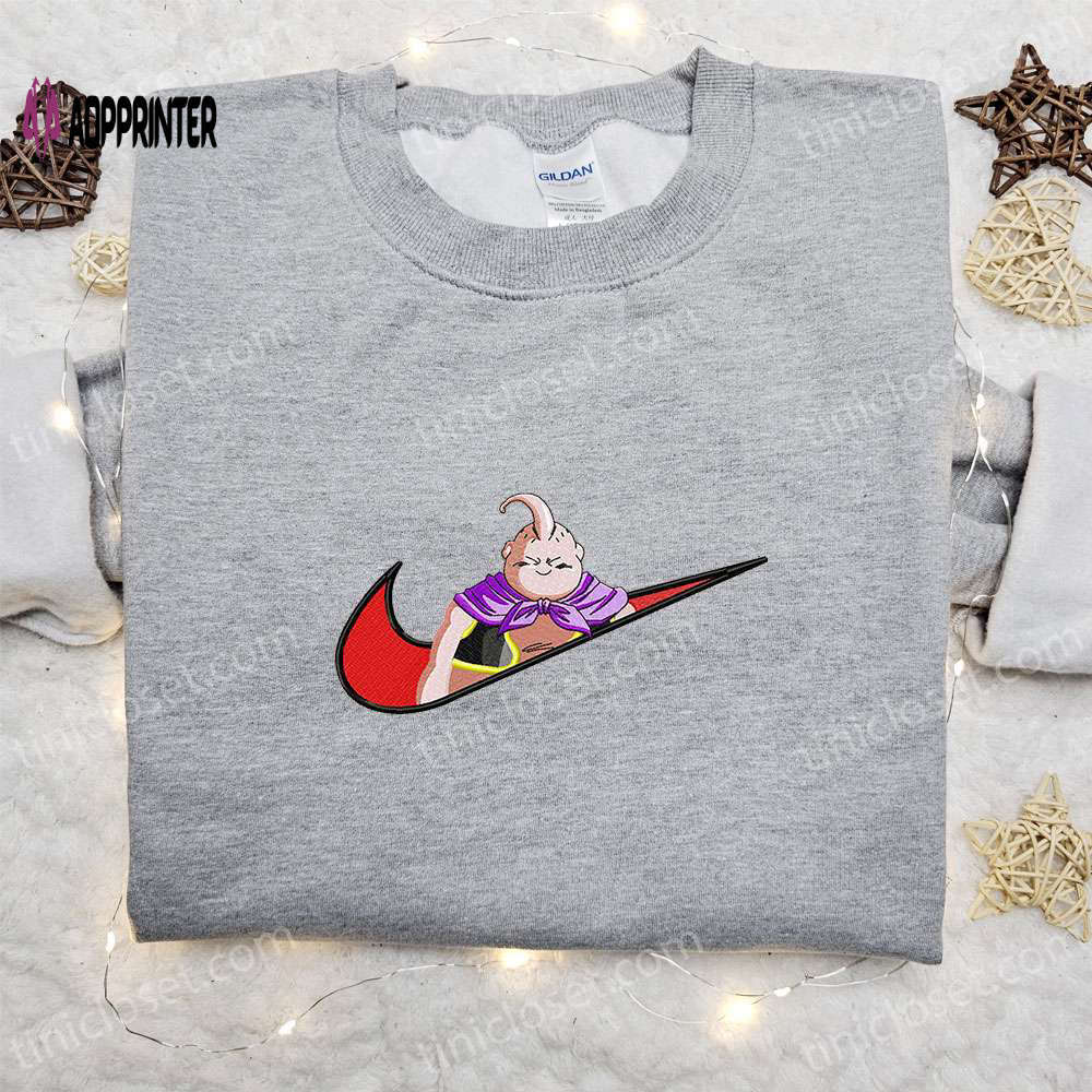 Anime embroidered hoodie: majin buu x nike + dragon ball & nike inspired shirts Embroidered Shirt