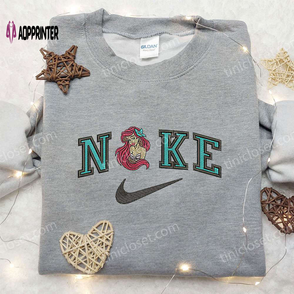 Ariel x nike embroidered shirt: the little mermaid disney inspired tee nike collaboration Embroidered Shirt