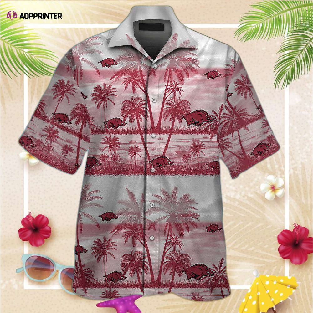 Arkansas razorbacks short sleeve button up tropical aloha hawaiian shirt for men women Hawaii Shirt