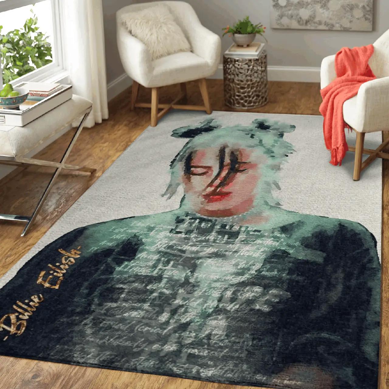 B eilish pastel music art for fans area rug living room carpet rug regtangle carpet floor decor home decor Rectangle Rug