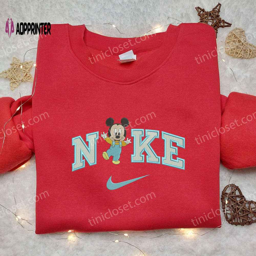 Baby mickey mouse x nike embroidered shirt – cartoon disney shirt Embroidered Shirt
