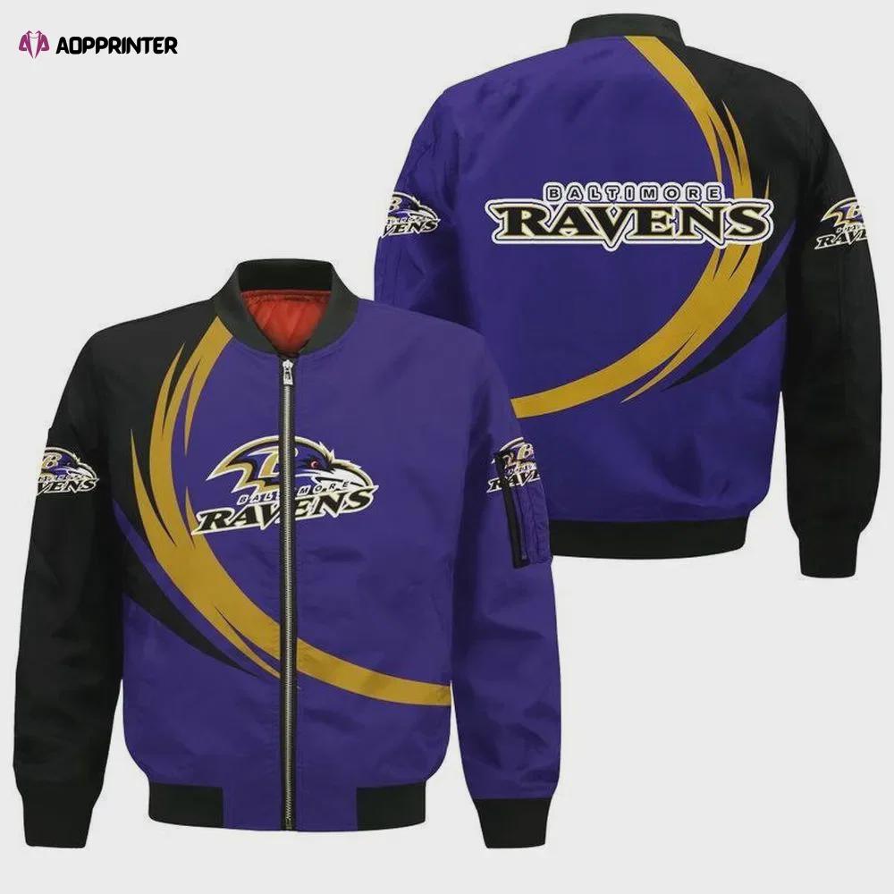Baltimore ravens curve pattern bomber jacket – purple black Bomber Jacket