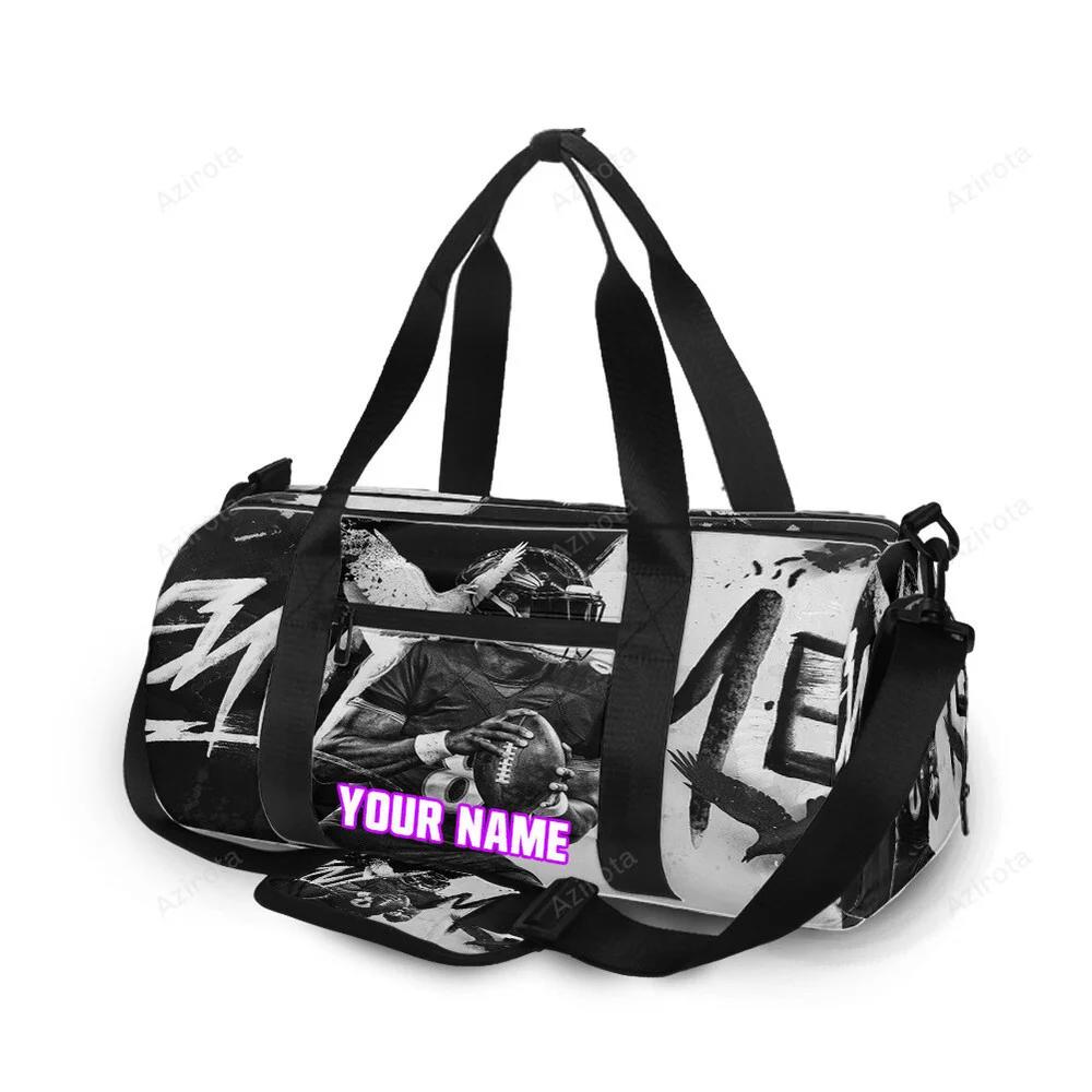 Baltimore ravens lamar jackson 8 v18 personalized name travel bag gym bag 1169 Travel Bag