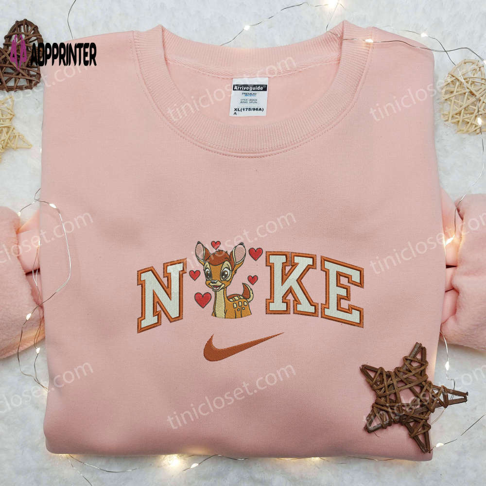 Bambi love x swoosh nike embroidered shirt – cartoon disney theme Embroidered Shirt