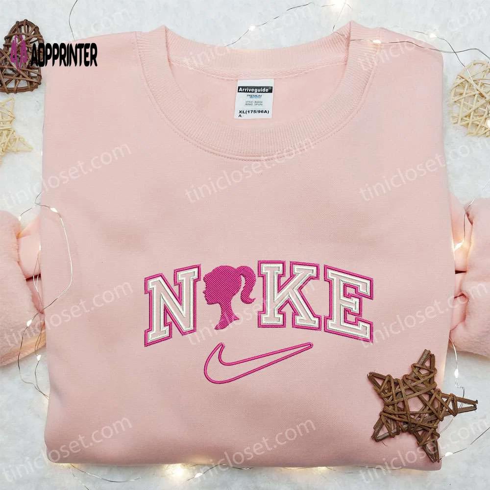 Barbie x nike cartoon embroidered shirt: best nike inspired birthday gift idea Embroidered Shirt