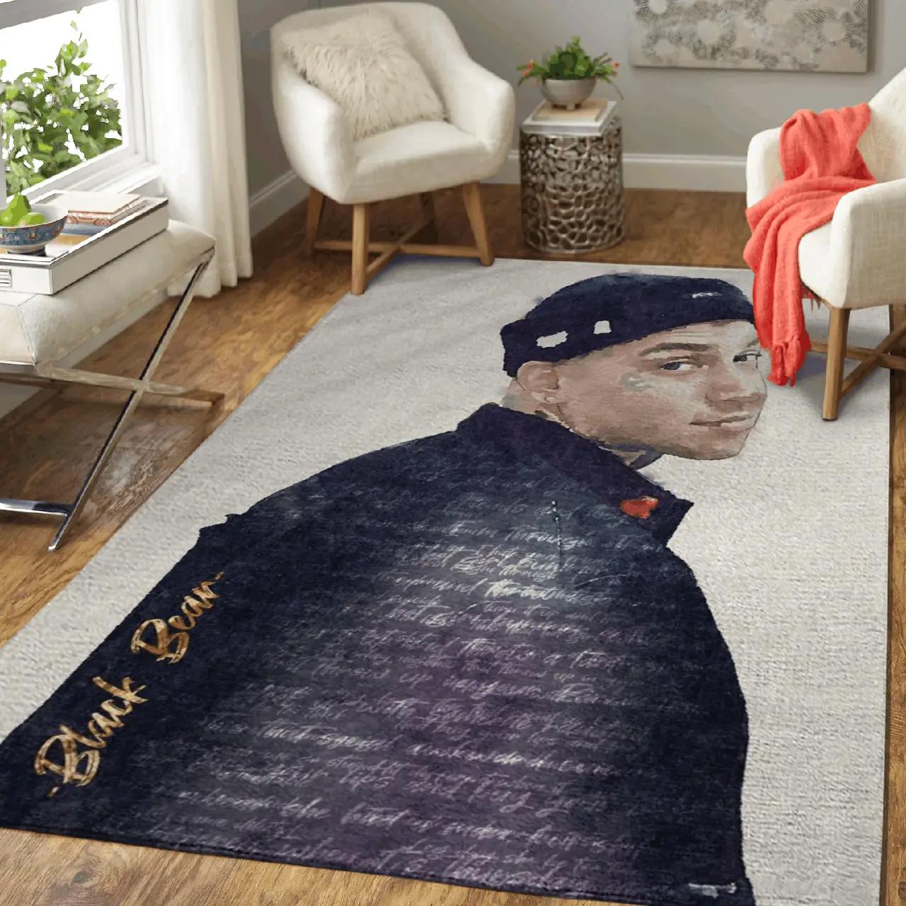 Black b music art for fans area rug living room carpet rug regtangle carpet floor decor home decor Rectangle Rug