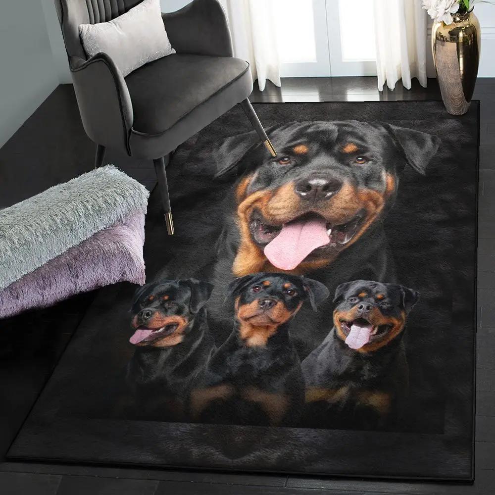Black large living room rugs, three black rottweiler gs cl rug Rectangle Rug