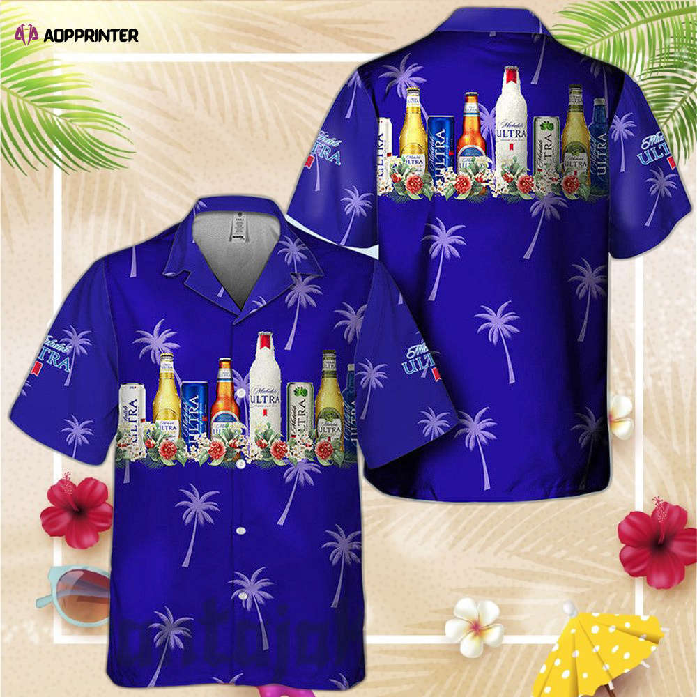 Blue palm tree michelob ultra  hawaiian shirt for men women Hawaii Shirt