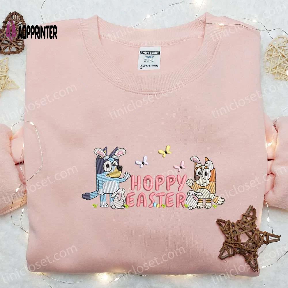 Bluey and bingo easter embroidered shirt & cartoon hoodie – perfect thanksgiving day gift idea Embroidered Shirt
