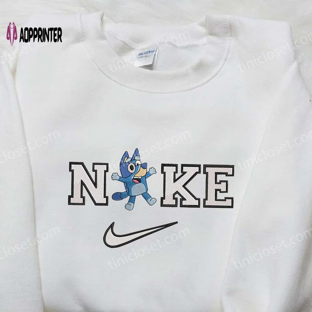 Bluey heeler x nike swoosh embroidered shirt – customized nike tee Embroidered Shirt
