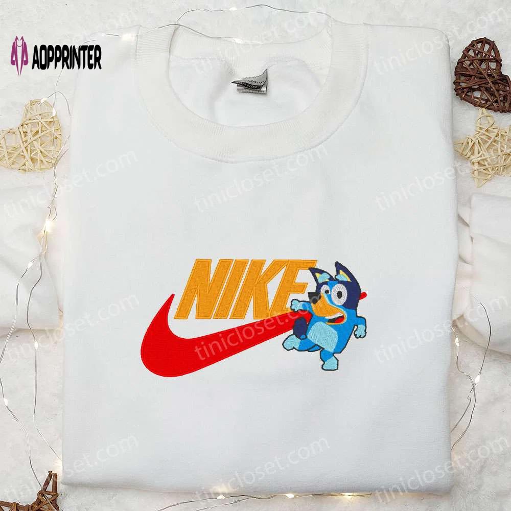 Bluey x nike cartoon embroidered shirt: customizable & stylish nike embroidered shirt Embroidered Shirt