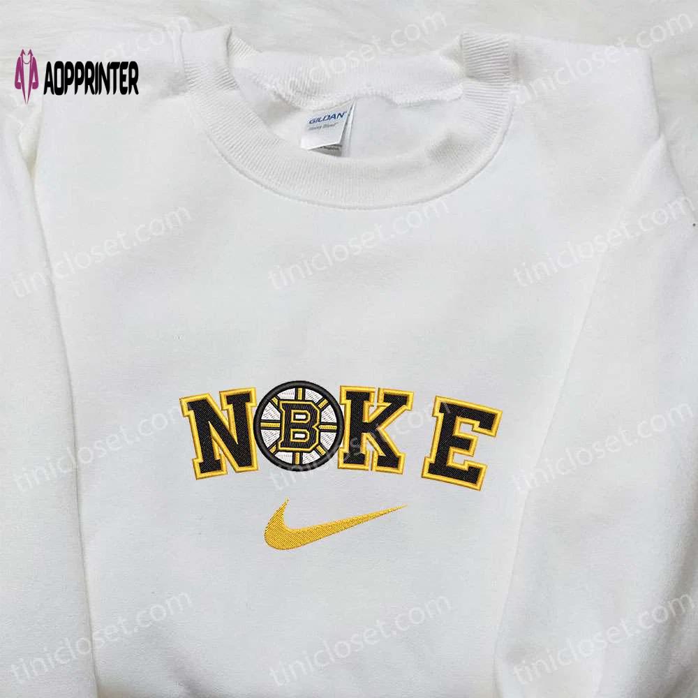 Boston bruins x nike embroidered shirt: nhl sports hoodie with nike-inspired design Embroidered Shirt