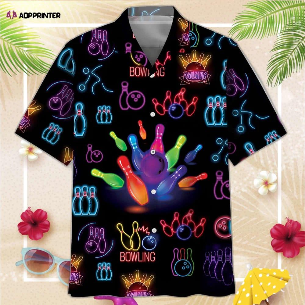 Bowling neon hawaiian shirt, gift for men women Hawaii Shirt