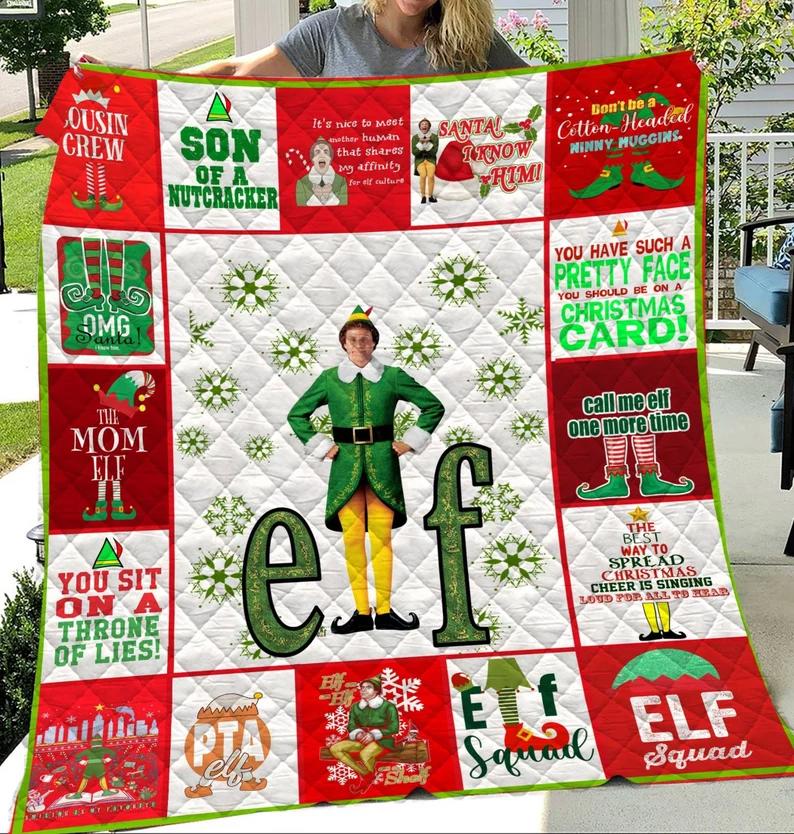 Buddy the elf fleece blanket, buddy the elf throw blanket for bed couch sofa, buddy the elf quilt, birthday gifts, christmas gifts Quilt Blanket