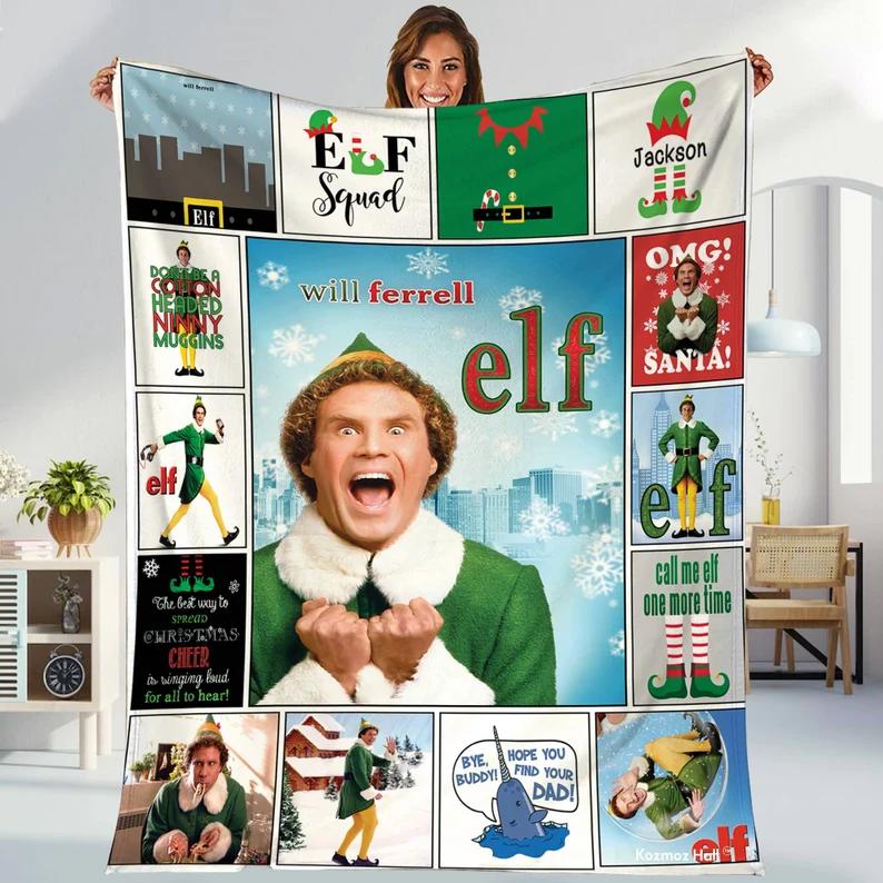 Buddy the elf fleece blanket, elf quote christmas blanket, the elf chrismtas blanket, the elf christmas quilt, couch sofa blanket xmas gifts Quilt Blanket