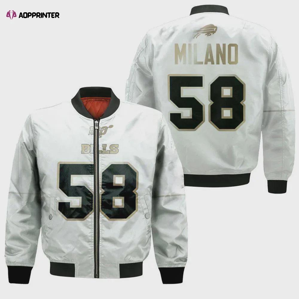 Buffalo bills matt milano pattern bomber jacket – white Bomber Jacket