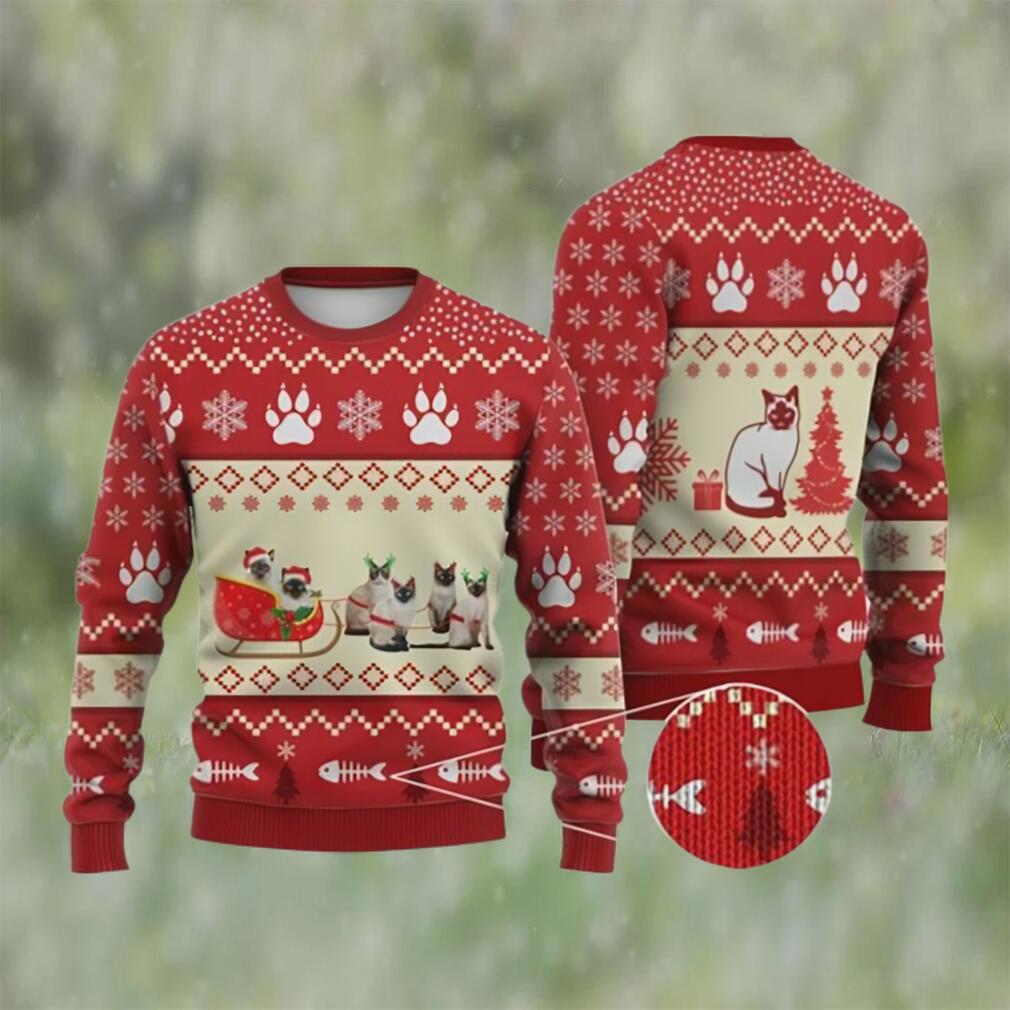 Cat christmas sweater, siamese cat reindeer ugly christmas sweater 3d for xmas Christmas Ugly Sweater