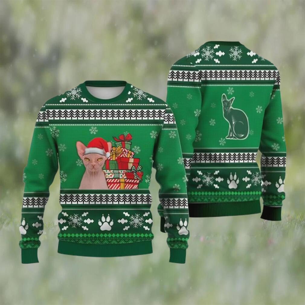 Cat christmas sweater, sphynx cat falling snowflakes ugly christmas sweater 3d Christmas Ugly Sweater